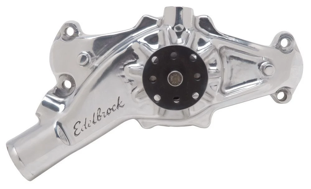 Edelbrock 8864 BBC Water Pump - Short- R/R- Polished