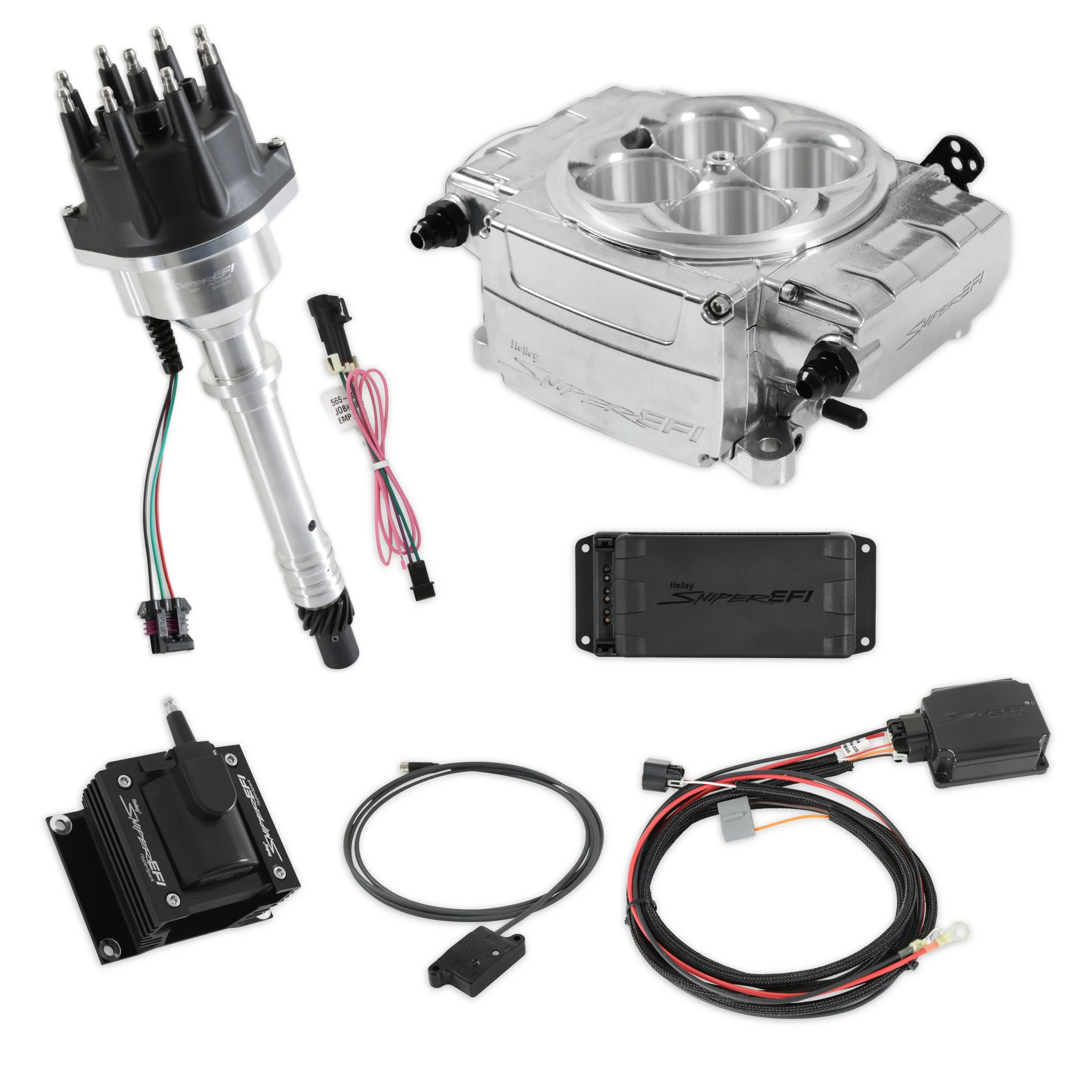 Holley 550-510-BPX-SBC Sniper 2 EFI Bluetooth Base Kit HyperSpark Ignition System 650 HP, Polished