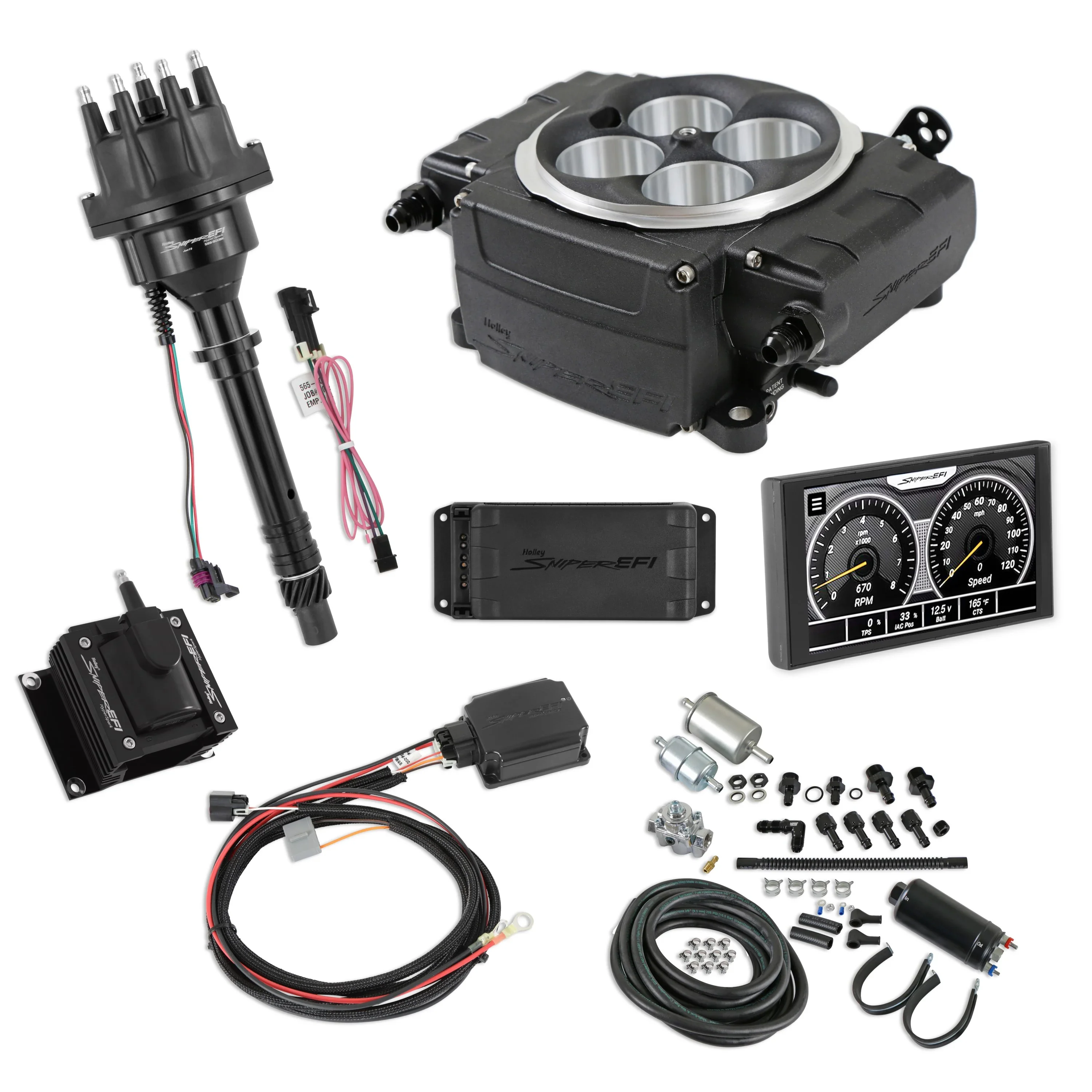 Holley 550-511-5PK-SBC Sniper 2 EFI Master Kit HyperSpark Ignition System 650 HP, Black
