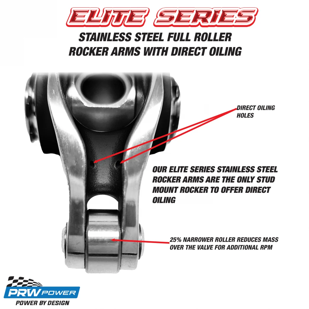 PRW Power 62460773 Elite Stainless Ford Boss 302, 351C-M, 400, 429-460 Full Roller Rocker Arms 1.73 Ratio 7/16 Stud - Image 2