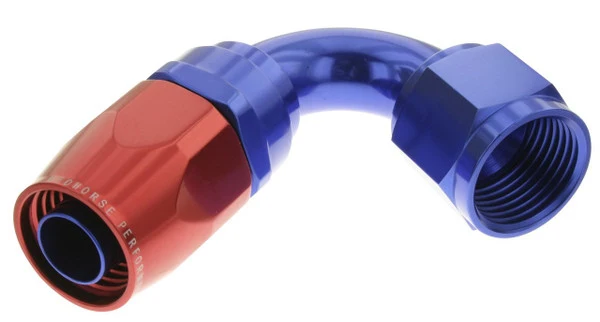 Redhorse Performance 1120-04-1 -4 Swivel Seal Hose End 120 Degree Red/Blue