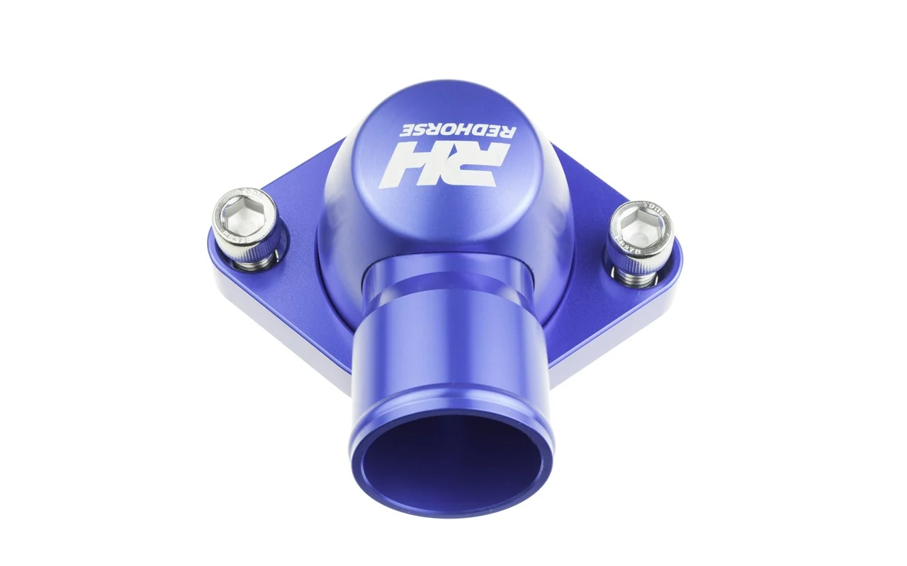 Redhorse Performance 4910-350-24-1 Aluminum Engine Water Neck for Chevy V8 All Engines, 1.5", Blue