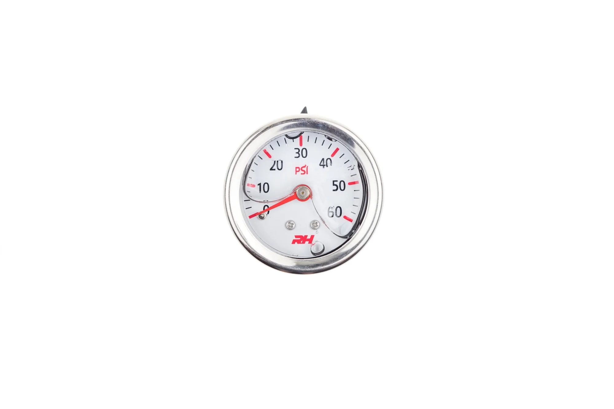 Redhorse Performance 5001-60-1 Liquid Filled Fuel Pressure Gauge, 60 PSI, White W/Silver Screws
