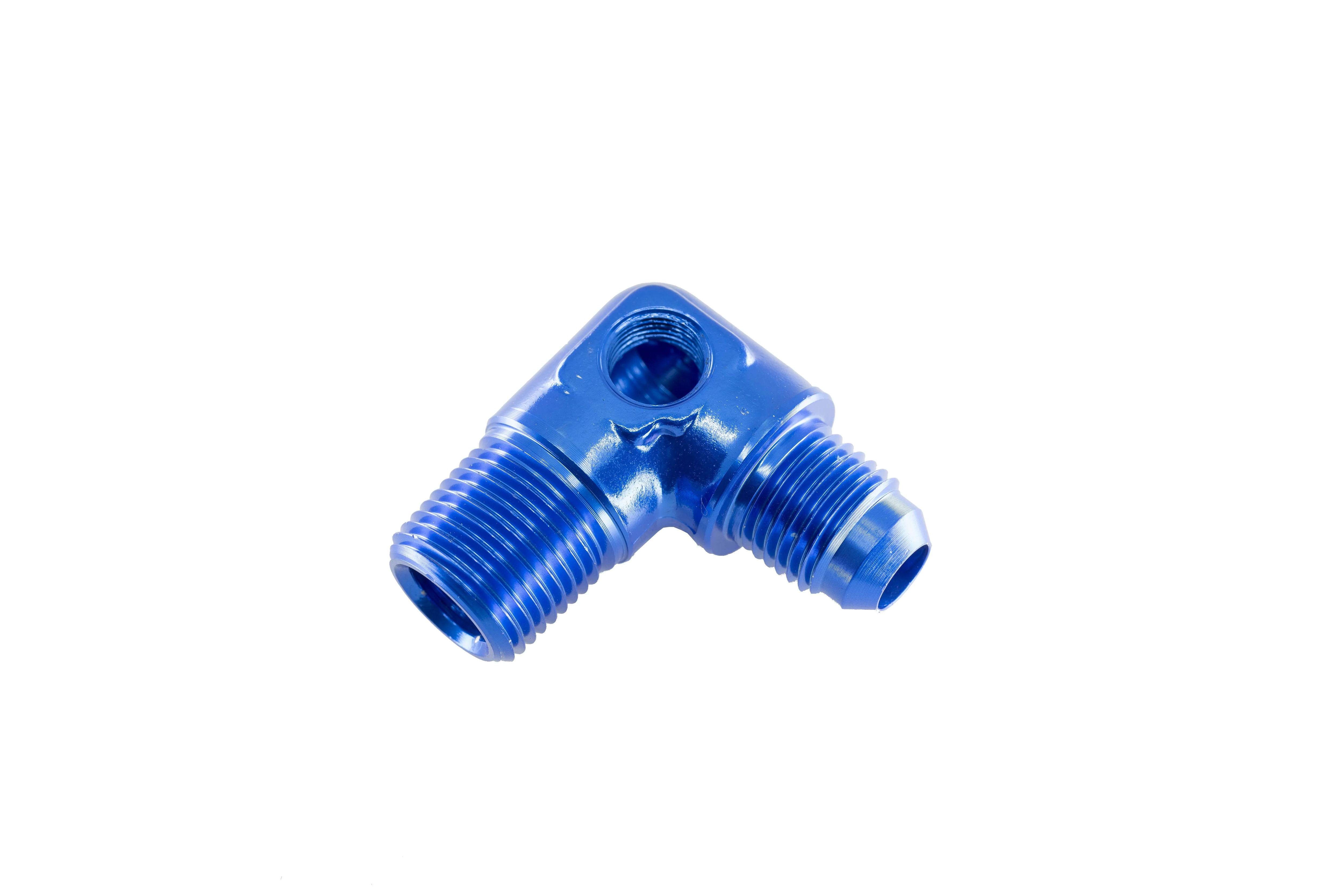 Redhorse Performance 8228-08-06-1 AN Male to NPT Male Adapter With 1/8" NPT Port, -8 90 Degree, Blue