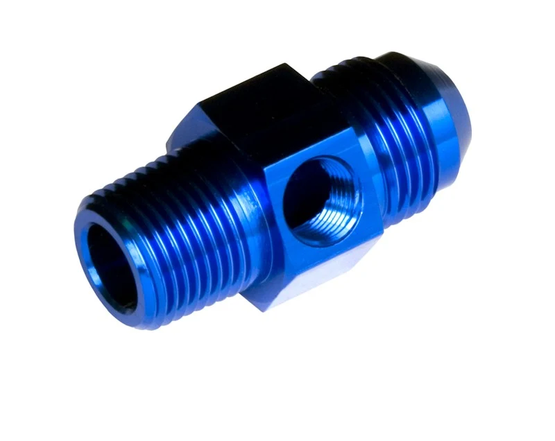 Redhorse Performance 9194-08-06-1 AN Male to NPT Male Pressure Adapter With 1/8" NPT Hex, -8 to 3/8", Blue